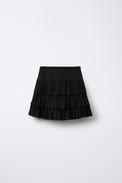 ZARA ЮБКА-ШОРТЫ С ВОЛАНОМ, ЧЕРНЫЙ