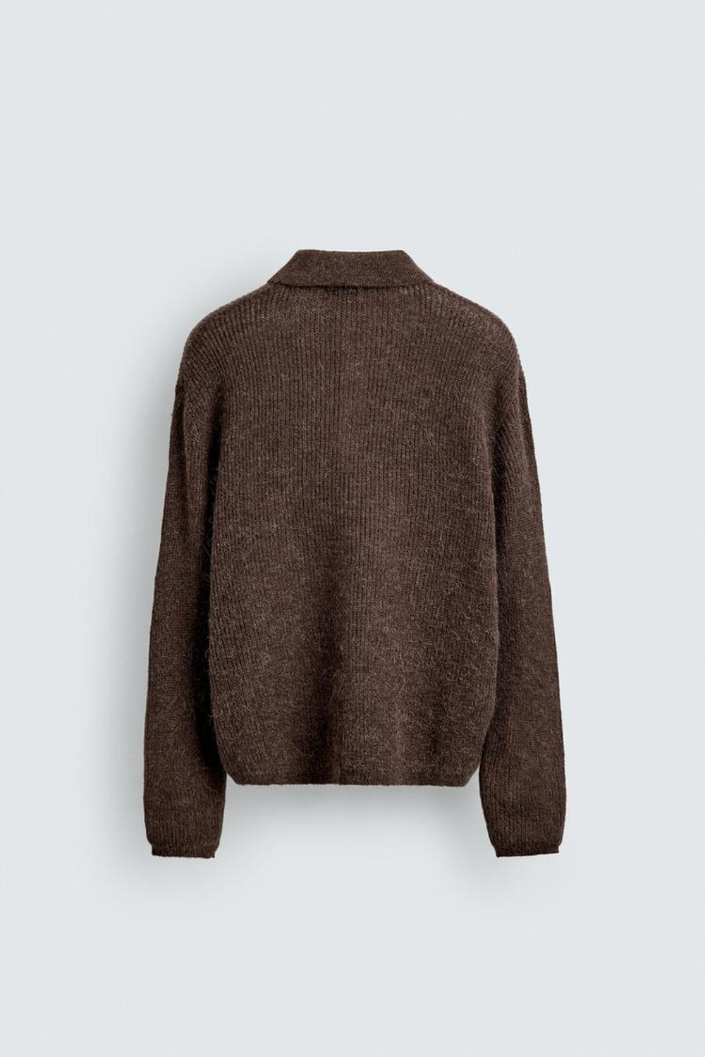 ZARA ПОЛО ИЗ РЕЛЬЕФНОГО ТРИКОТАЖА, КОРИЧНЕВЫЙ