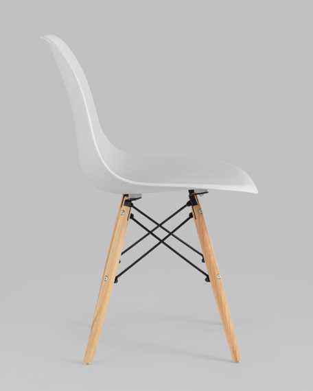 Eames Style DSW светло-серый пластик, стальной каркас, натуральный массив бука