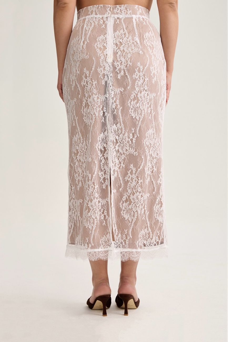 Юбка-карандаш из гипюра, молочный