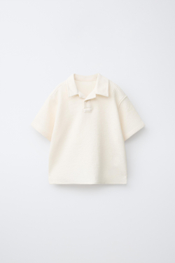ZARA ОДНОТОННОЕ ТРИКОТАЖНОЕ ПОЛО, ЭКРЮ