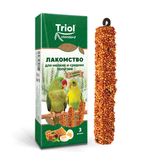 Лакомство для мелких и средних попугаев с мёдом и яйцом (уп. 3 шт), 80г, Triol Standard