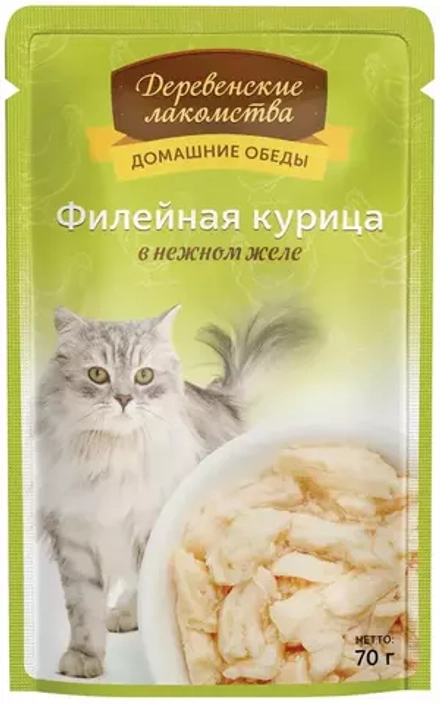 Деревенские Лакомства 0,07кг Домашние обеды Филейная курица в желе для кошек