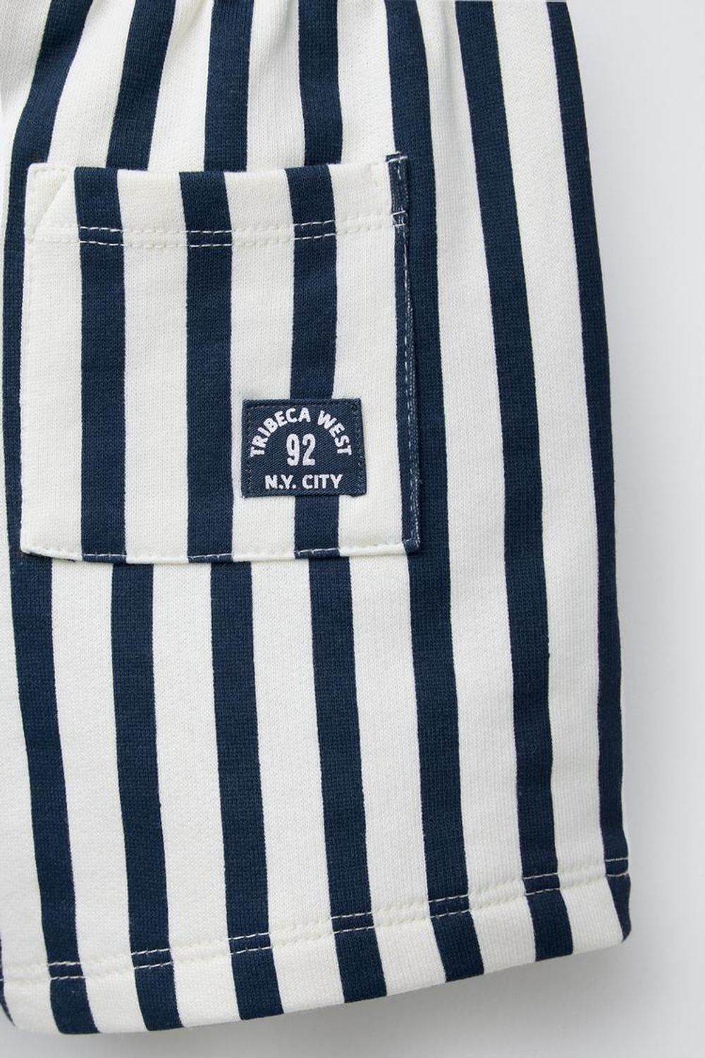 ZARA ШОРТЫ ИЗ МЯГКОГО ДЖЕРСИ В ПОЛОСКУ, СИНИЙ