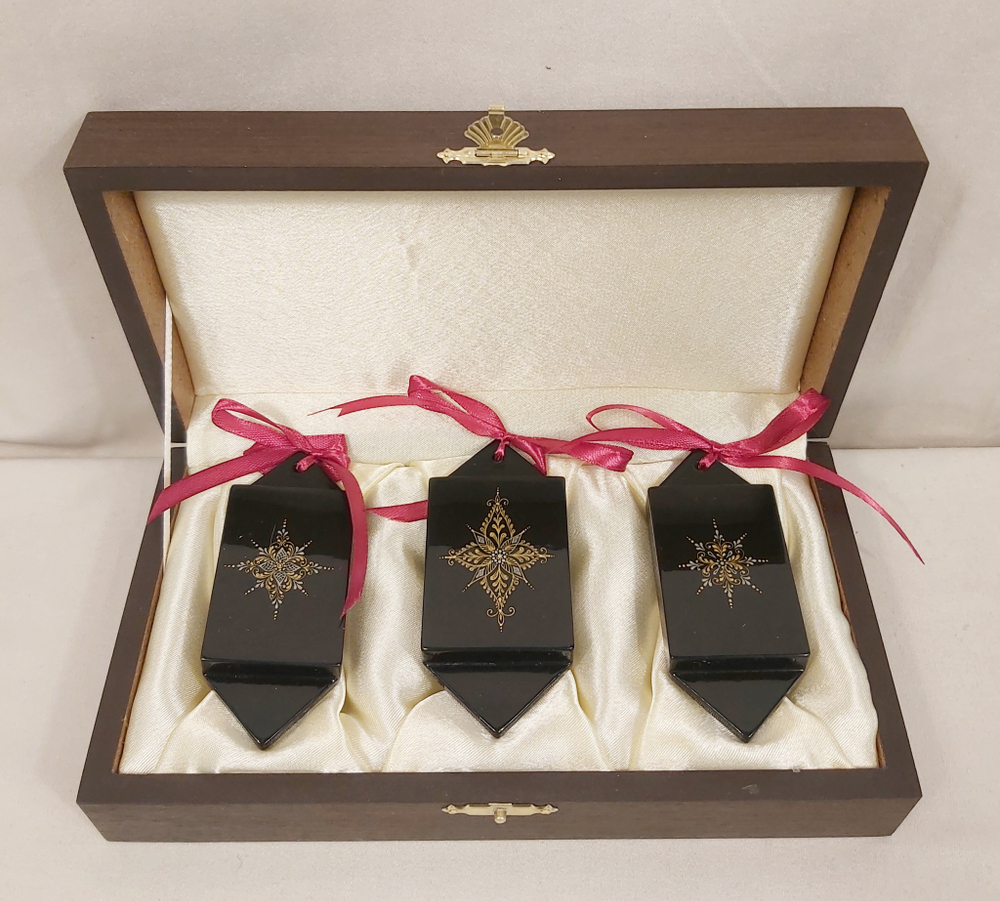 Набор ёлочных игрушек-конфет с ручной росписью Палех "Сказки" в футляре