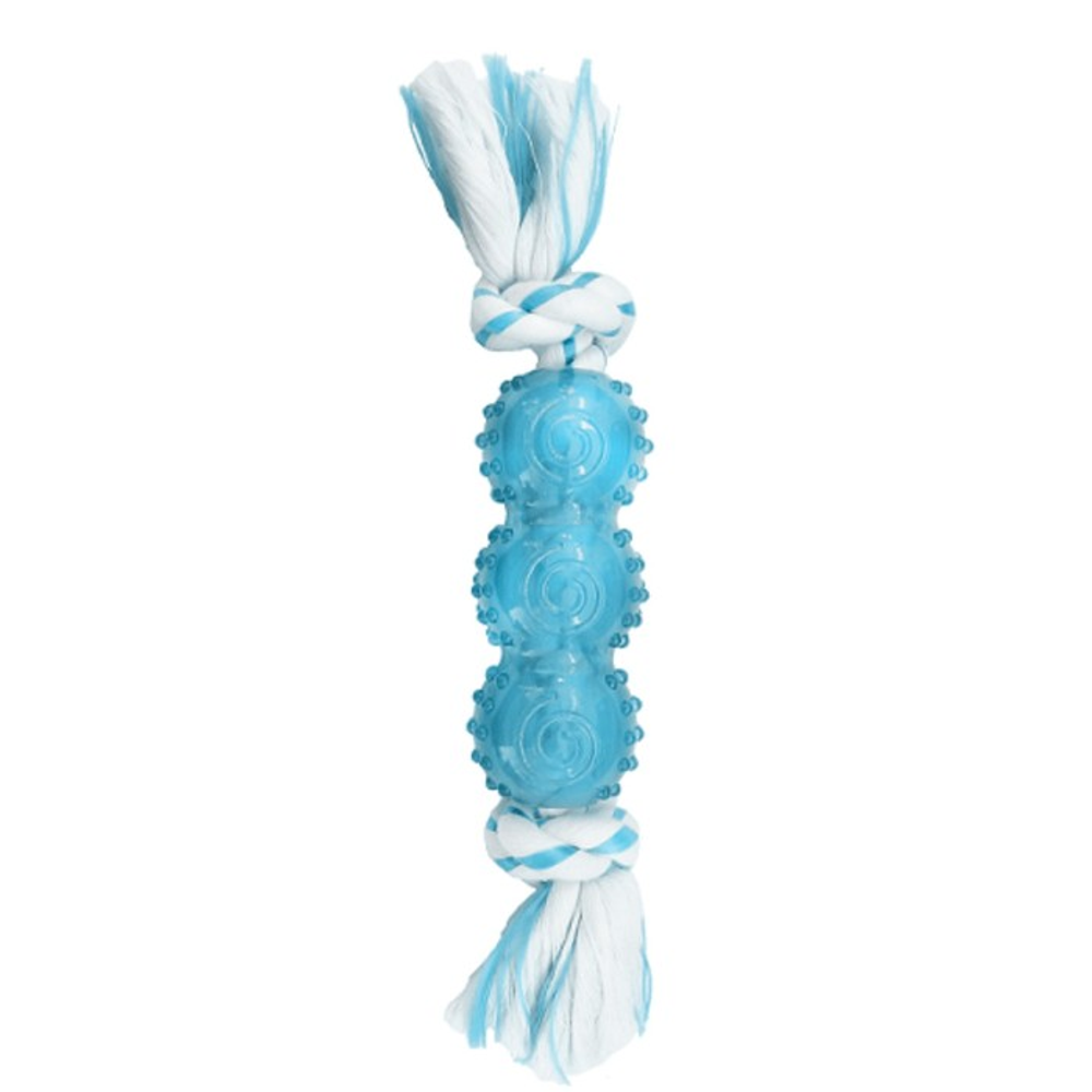Игрушка для собак CanineClean Палочка синтетическая резина с канатом 25 см с ароматом мяты, голубой