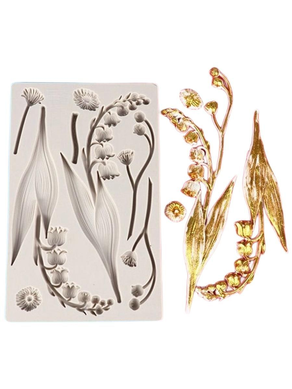 Молд силиконовый для флористики "Ландыши" / Форма для лепки веточки ландыша / молд для глины, мыла и воска