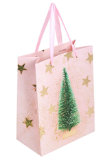Пакет новогодний 18x10x23см. "Pink Ivory" фольга (Золотая сказка)