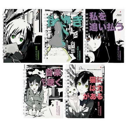 Блокнот А6 80л гребень "Manga anime. City" клетка*