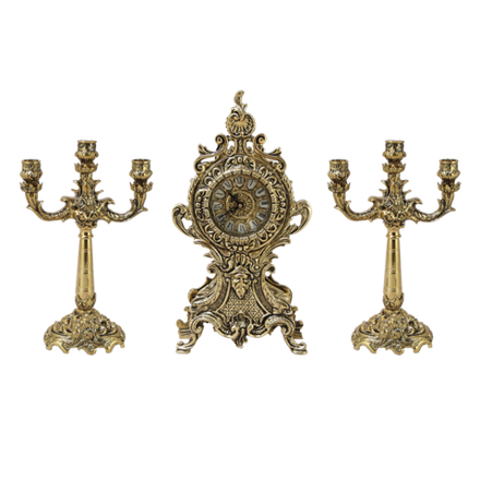 Bello De Bronze Каминные часы с маятником с канделябрами "Олеандр"