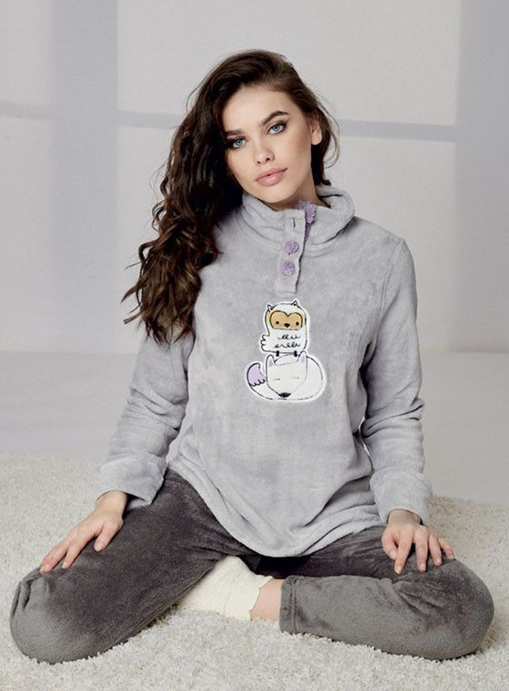 Теплый домашний костюм Night Life (Размер: S) (Цвет: светло-серый с серым)