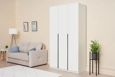 Шкаф 3-х створчатый Тивина белый текстурный