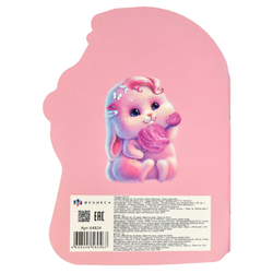 Тетрадь 40л арт. 64824/ЗАЙКА И СЛАДКАЯ ВАТА /180х255 мм, фигурная вырубка, мягкий переплёт (2 скобы). вн.блок - белый офсет, точка. Обложка - мелованный картон 190 г/м²,