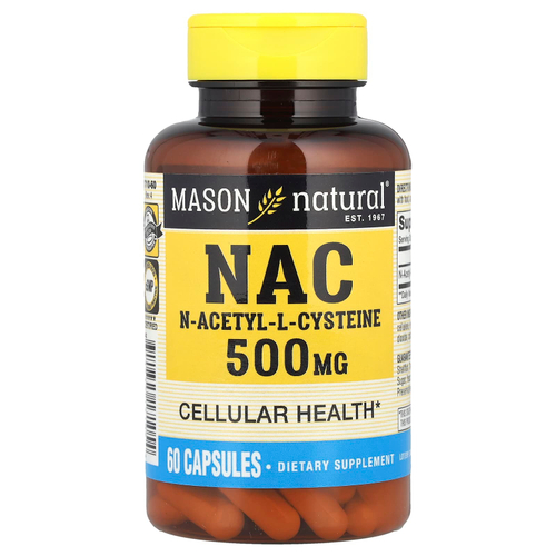 Mason Natural, NAC N-Ацетил-L-цистеин, 60 капсул