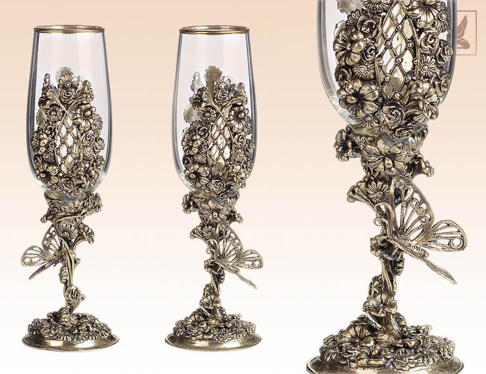 бокал для шампанского Бабочка на цветке