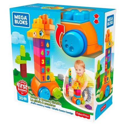 Fisher-Price Mega Bloks - Жираф с блоками &quot;Считай и гони&quot; 30 шт. GFG19