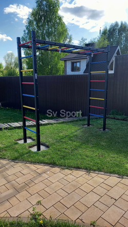 Монтаж уличной шведской стенки Sv Sport Рукоход (4 вертикальных столба)