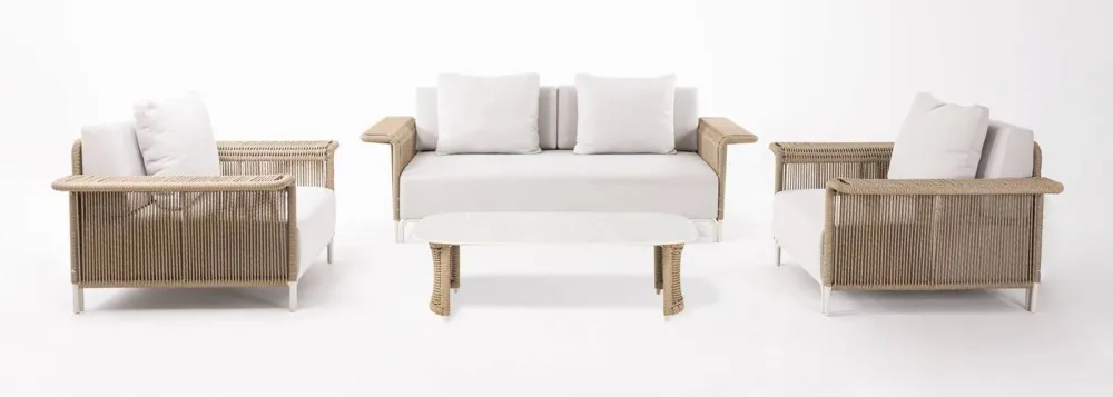 "Мальдивы" лаунж-зона из искусственного ротанга, цвет соломенный