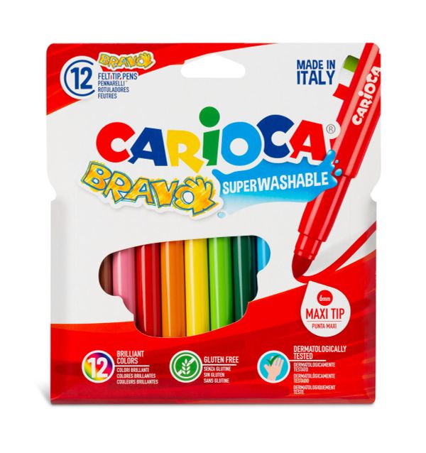 Фломастеры утолщенные Carioca Bravo 12 цв 42755