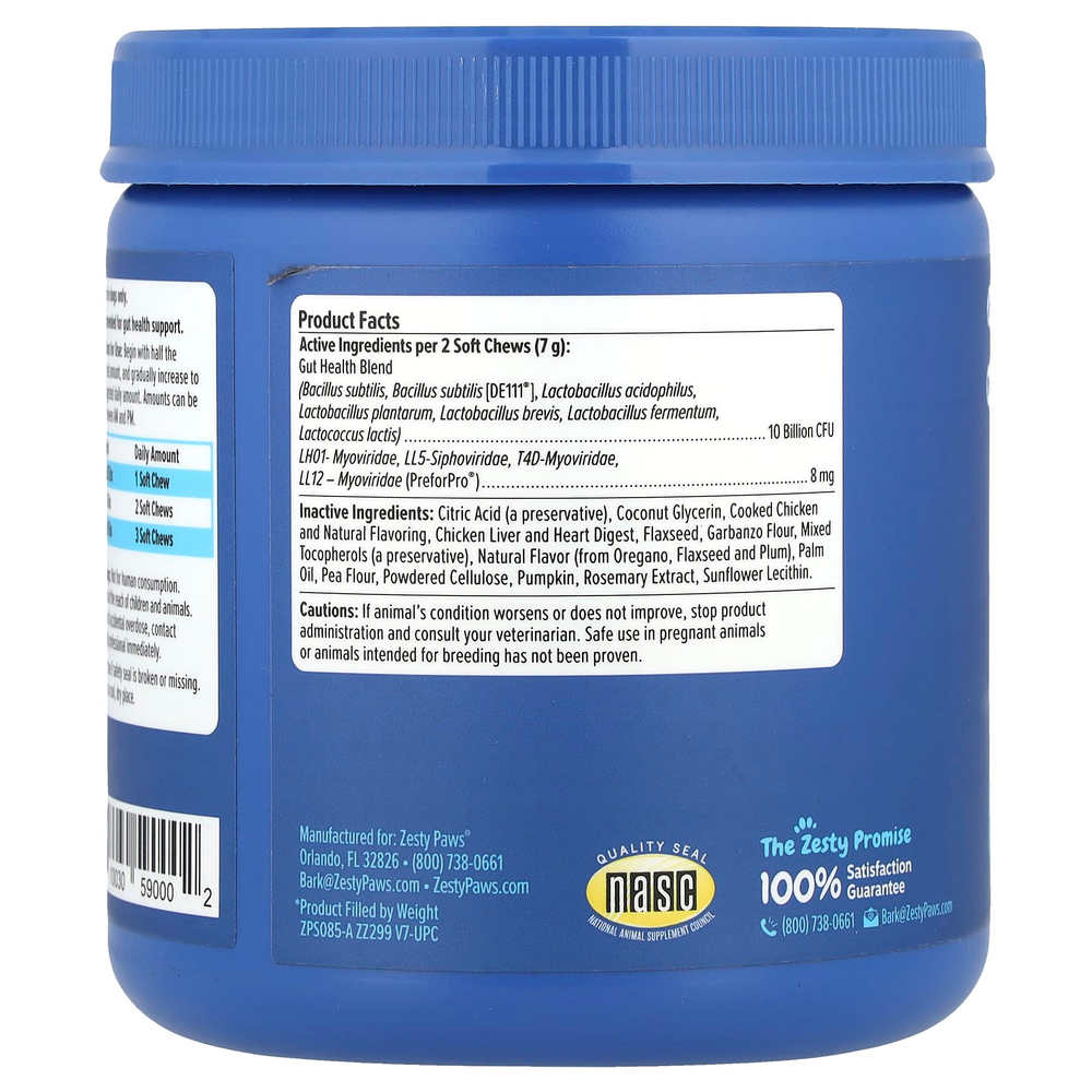 Zesty Paws, Senior Advanced Probiotic Bites ™, для собак, для пожилых людей, курица, 90 жевательных таблеток, 315 г (11,1 унции)