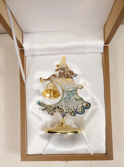 Елка сувенирная "С Новым годом!" с колокольчиком (Златоустовская гравюра)