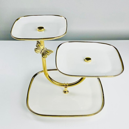 Lenardi 133-468 Трехъярусная этажерка ЛАЗУРИТ в под.уп.(х6)Фарфор