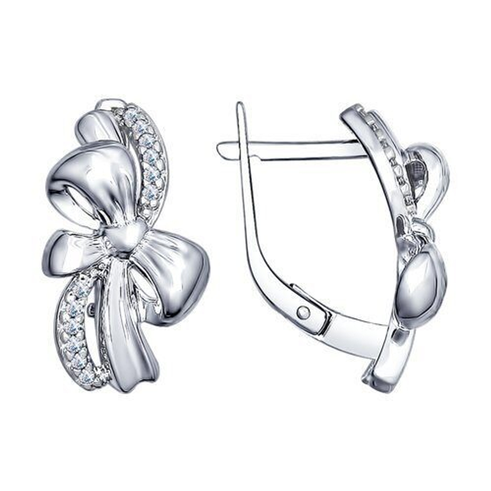 Серьги из серебра 925 с фианитом. Английский замок.