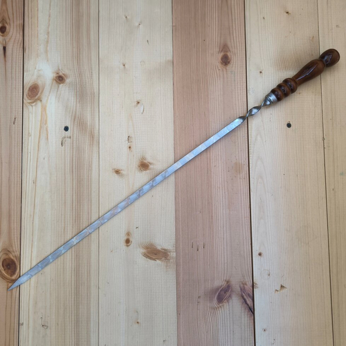 Шампур из нержавеющей стали, рукоять лакированный бук (РШ) 3*12*500 мм