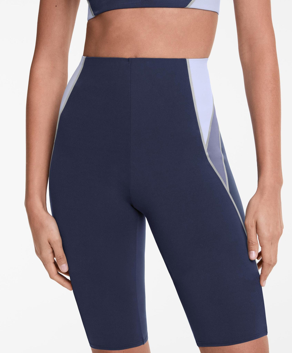 OYSHO Легинсы-велосипедки светоотражающие компрессионные 25 см, синий