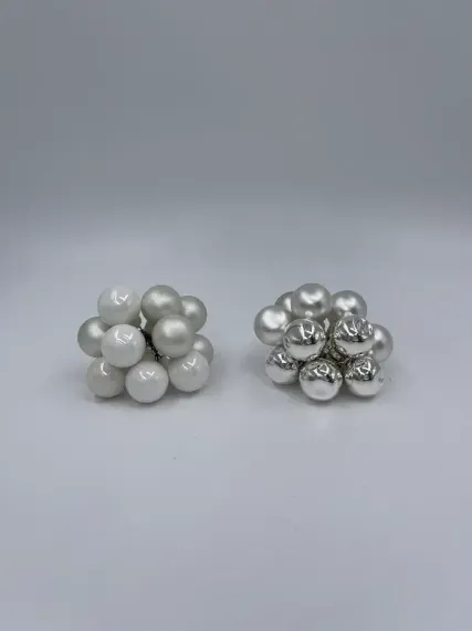 Гроздь стеклянных шаров Ягодный хоровод 2 см., 10 шт., первый снег, Christmas DeLuxe (89868)