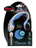 Поводок-рулетка Flexi New Comfort S. Трос 5 м. для собак до 12 кг. Синий