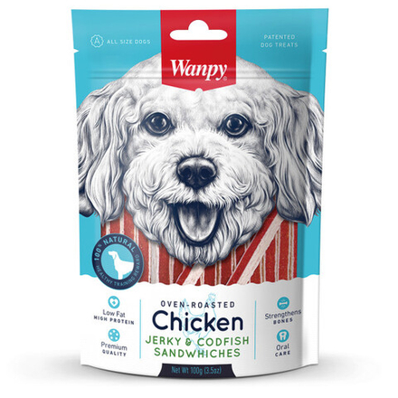 WANPY DOG Курица с треской в форме сэндвича для собак 0,1 кг