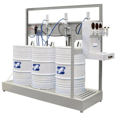 Комплект для раздачи 3-х сортов масел из 200 литровых бочек с ойл баром, GARTEC (Италия)