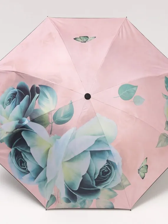 Зонт механический «Розы», ветроустойчивый, 3 сложения, 8 спиц, R = 48 см, рисунок МИКС