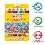 Карандаши цветные ЮНЛАНДИЯ "ДОМИКИ", 36 цветов, пластиковые, классические, грифель мягкий 3 мм, 181839