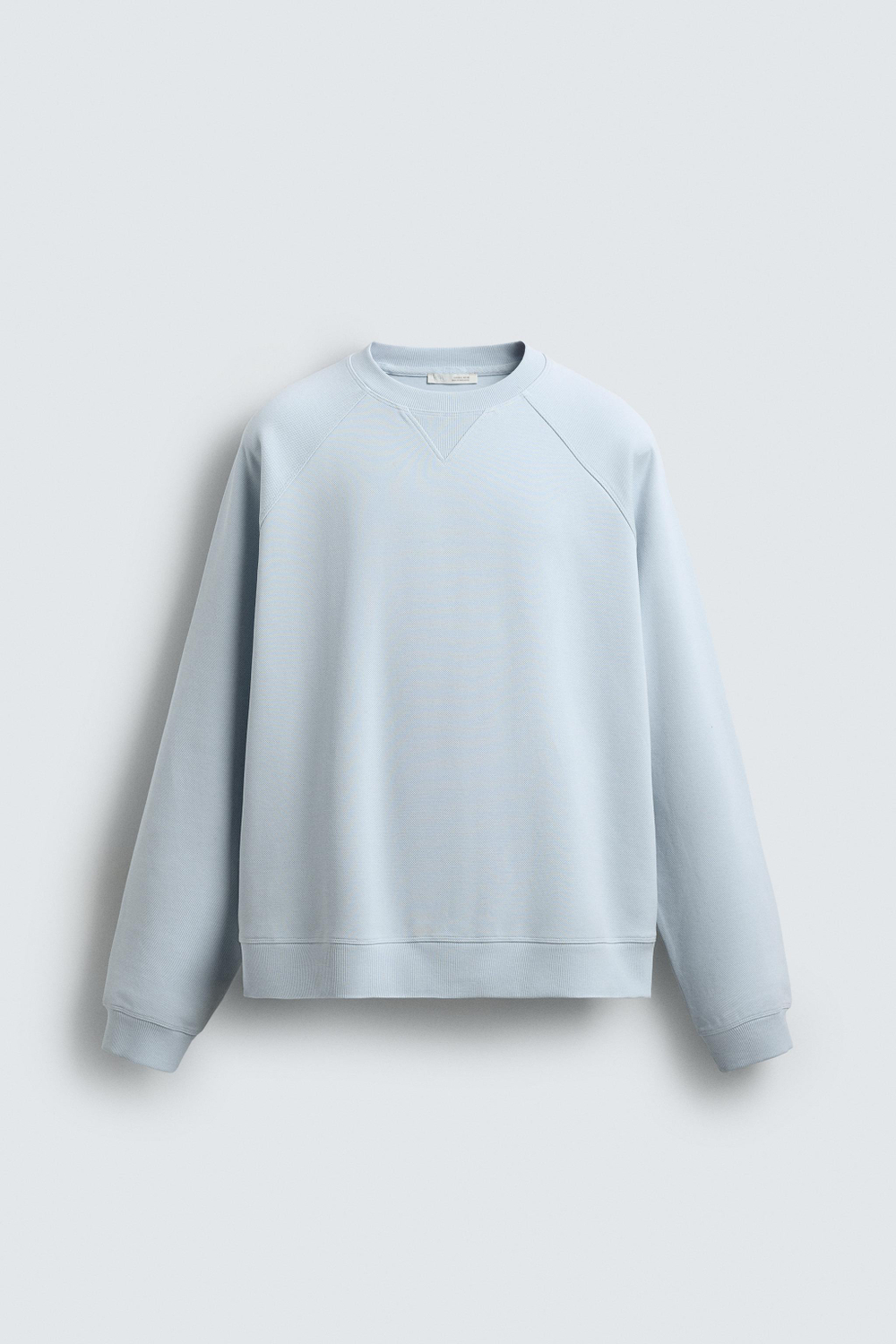 ZARA ТОЛСТОВКА ИЗ ТКАНИ ПИКЕ С ЭФФЕКТОМ ПОТЕРТОСТИ, НЕБЕСНО-ГОЛУБОЙ