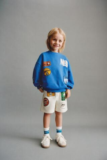 ZARA ШОРТЫ С НАШИВКАМИ NBA ©, ЭКРЮ