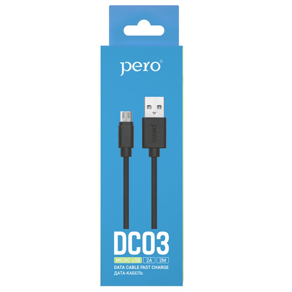 PERO DC-03 micro-USB, 2А, 1м, черный Дата-кабель