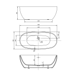 Ванна акриловая Vincea VBT-405-1700, 1700*800*580, цвет белый, щелевой перелив
