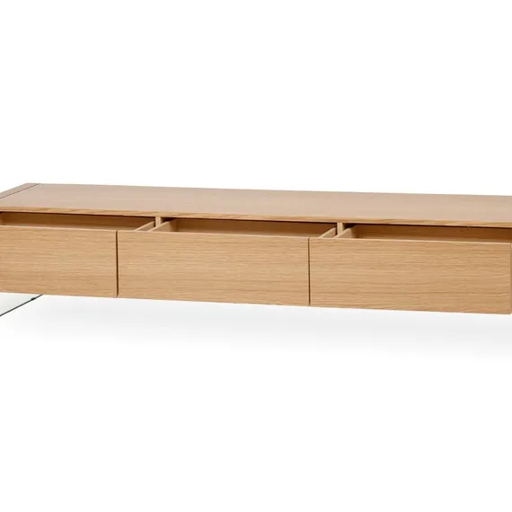 ТВ-тумба Somerset 188х38 см, шпон дуба, стеклянные ножки