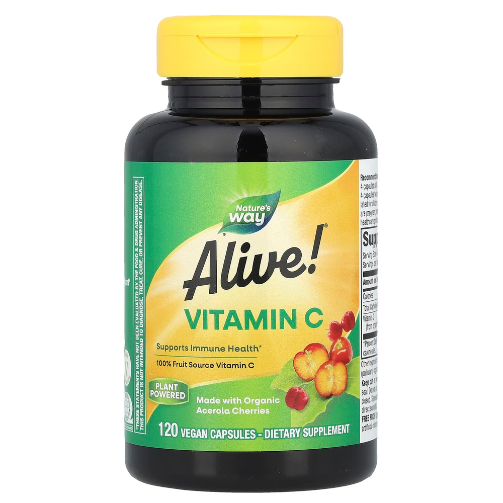 Nature's Way, Alive!®, витамин C, 120 веганских капсул (125 мг в 1 капсуле)
