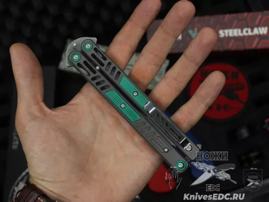 Нож бабочка (балисонг) Reptilian Стикс-03 сталь D2, рукоять сталь + алюминий