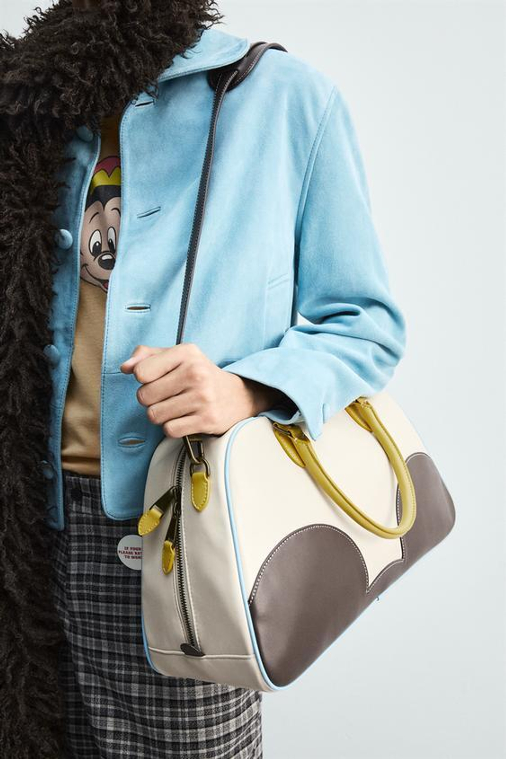 ZARA HARRY LAMBERT X DISNEY КОЖАНАЯ СУМКА, КОСТЯНОЙ БЕЛЫЙ