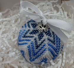 Елочная Игрушка, Шарики на Елку из Бисера, Ручная работа, Зимняя вьюга