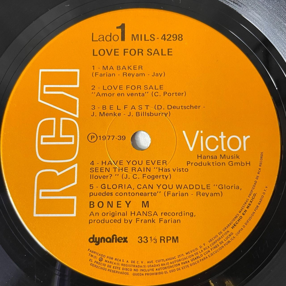 Винтажная виниловая пластинка LP Boney M Бони М Love For Sa le (Мексика 1977)
