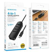 Адаптер Borofone DH5 4-в-1 (Type-C— USB2.0*4) (длина = 0,2 м)