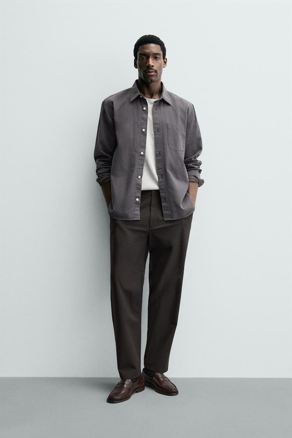 ZARA БРЮКИ REGULAR FIT КОМФОРТНОЙ ПОСАДКИ, КОРИЧНЕВЫЙ