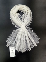 Оренбургский пуховый палантин с шелком АШ12040-02 экрю