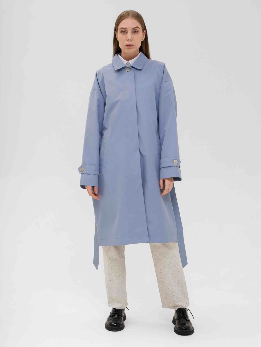 Плащ FOS Средней длины Женский Голубой