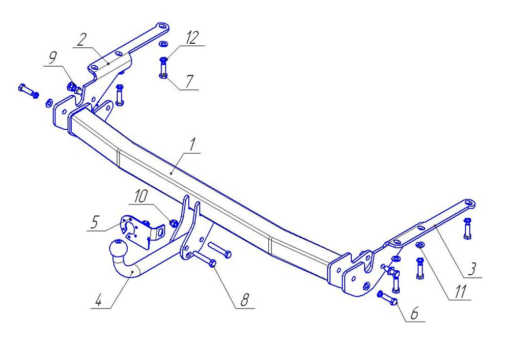 Фаркоп для Toyota RAV4, кроме удлиненной 2009-2013 Тип шара: A. Нагрузки: 1500/75 кг, TY 23